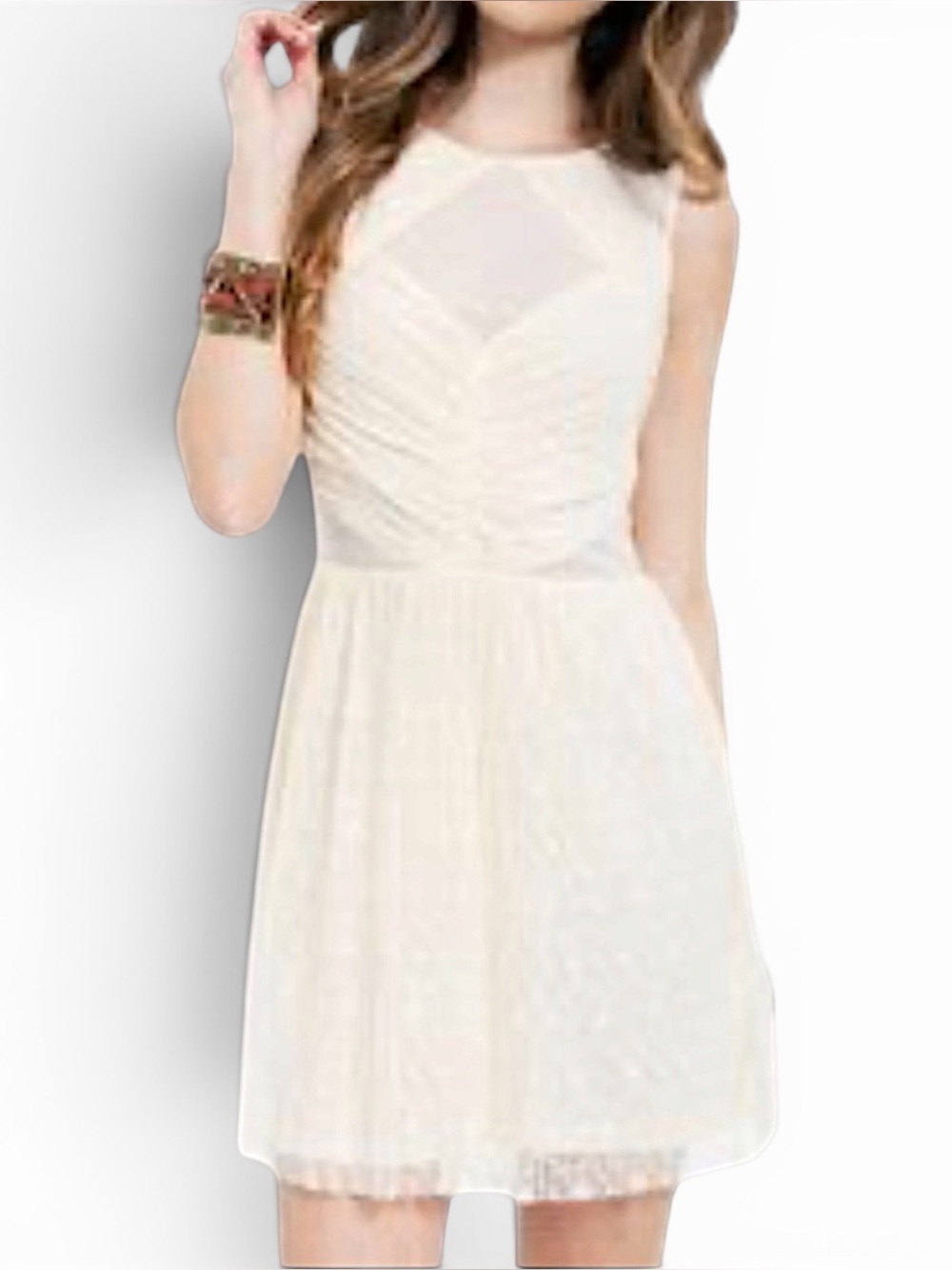 MUSTARD SEED Cream Lace Sleeveless Mini Dress,‎ Large